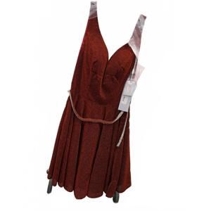 NEW STAR BOX women's sparkle deep v-neck mini dress in red